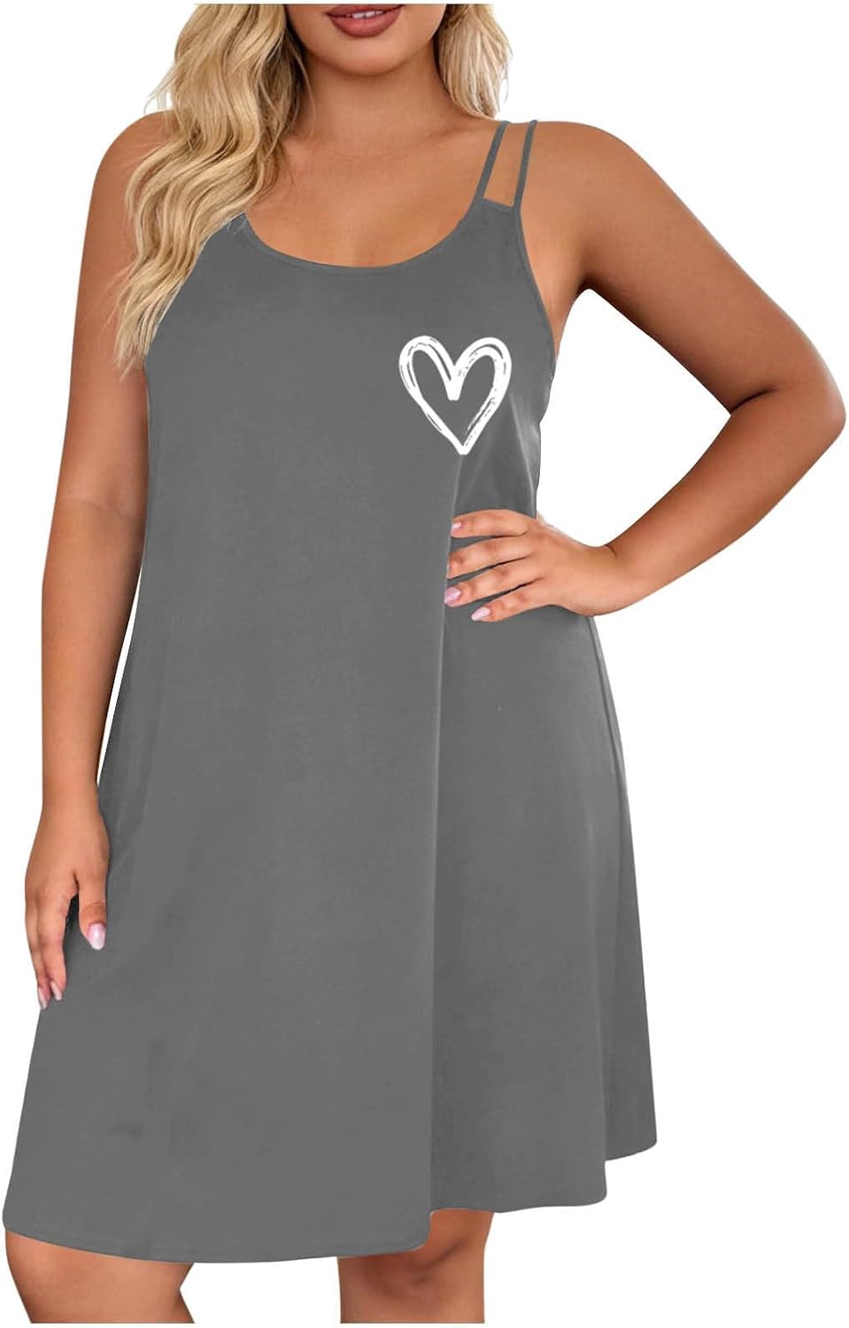 Women's Soft Nightgown Full Slip Loose Sleepwear Summer V Neck Night Dress Breathable Spaghetti Strap Negligee