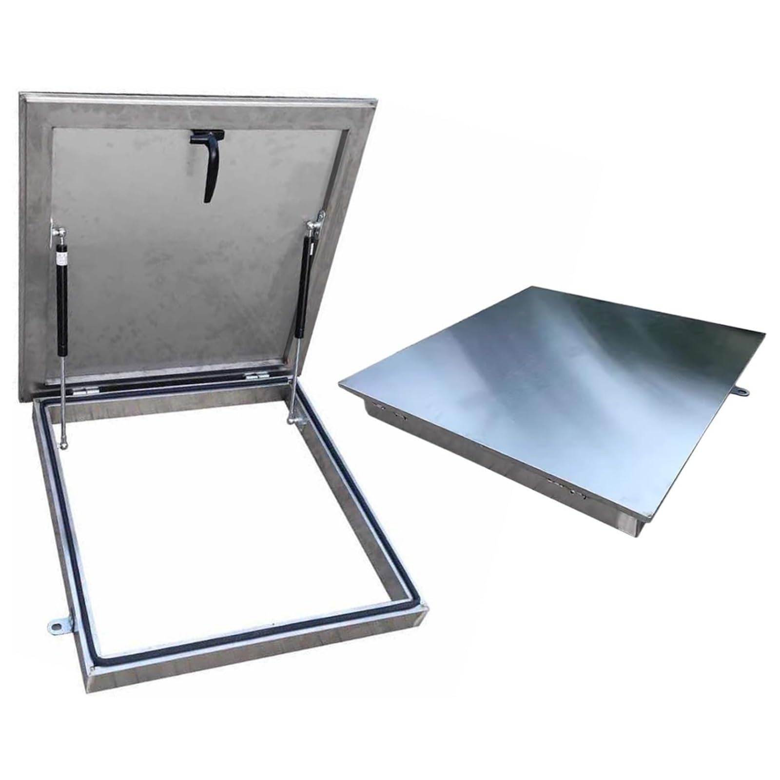 Juskaqzyi One Color Skylight Stainless Steel Roof Hatch Skylight Roof Caps Window With Gas Shock Strut Loft Ventilation Cover Plate Attic(In 85 * 85Cm)