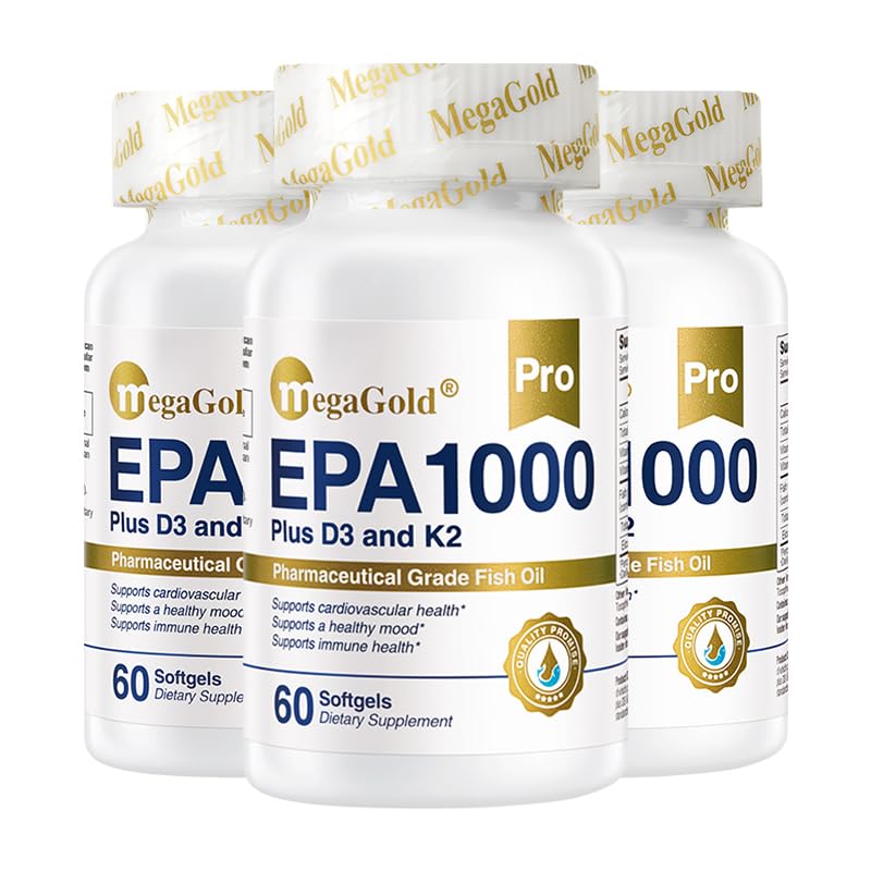 EPA 1000mg Fish Oil with D3 &amp; K2, 60 Count 3 Pack