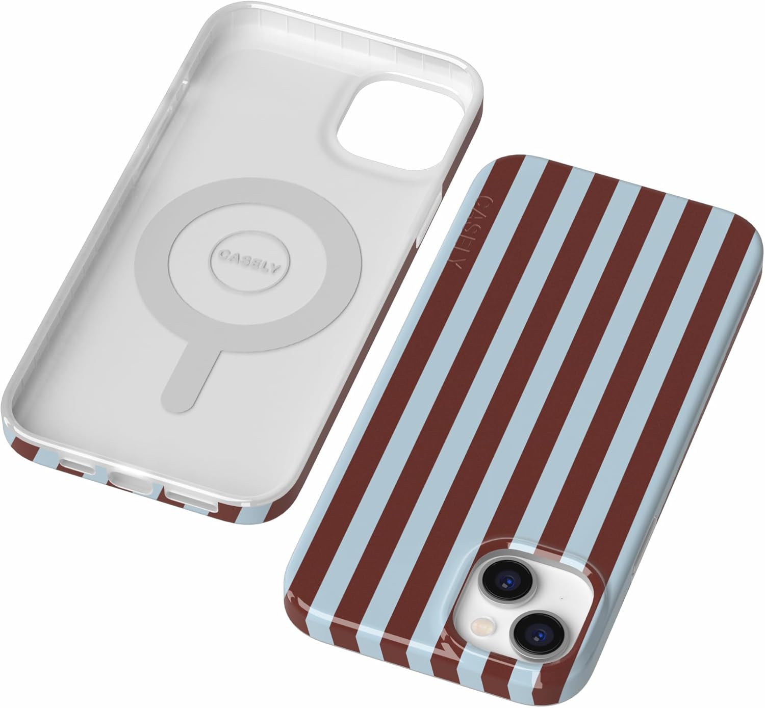 Casely iPhone 14 Plus Case | Sunday in Brooklyn | Blue Stripes | Compatible with MagSafe | Classic Ultra Slim Design