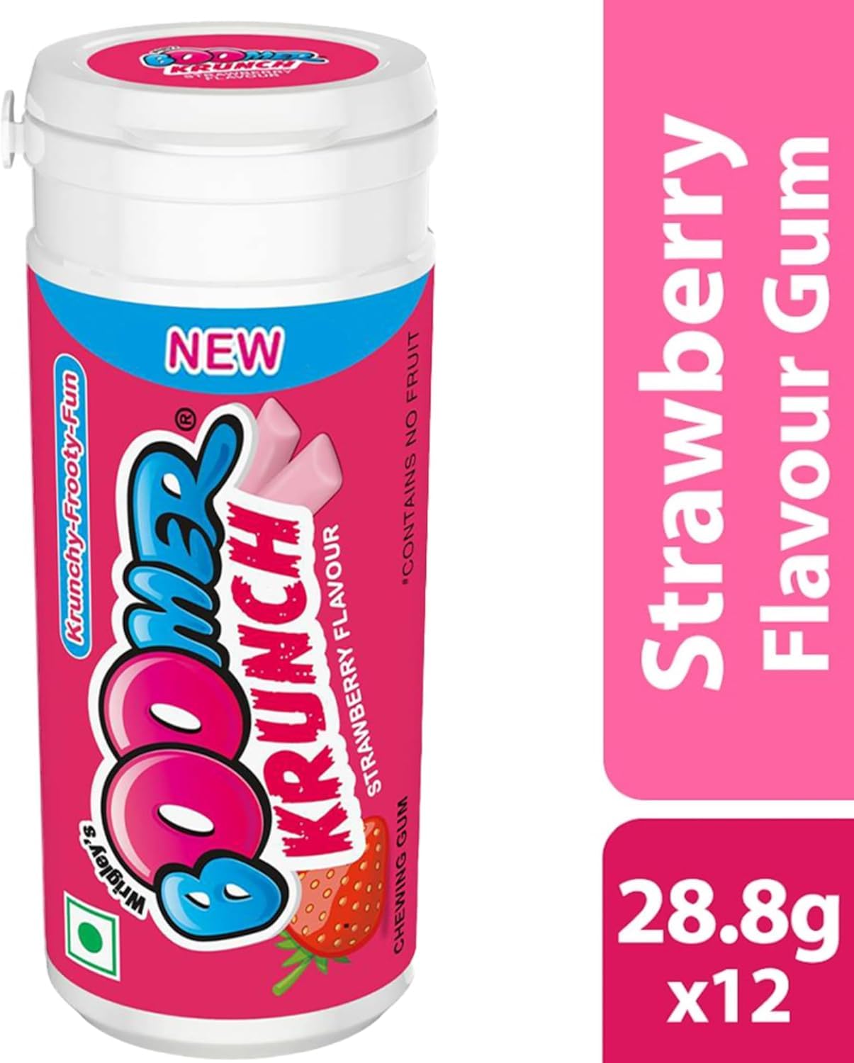 Wrigley's Boomer Krunch Strawberry Flavour Chewing Gum, 28.8g Tube - Image 4 thumbnail