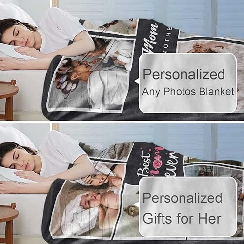 Miniatura 3 de DayOfShe Best Mom Ever Gifts - Manta de fotos personalizada para regalos de madre, mantas personalizadas para la mejor manta de mamá