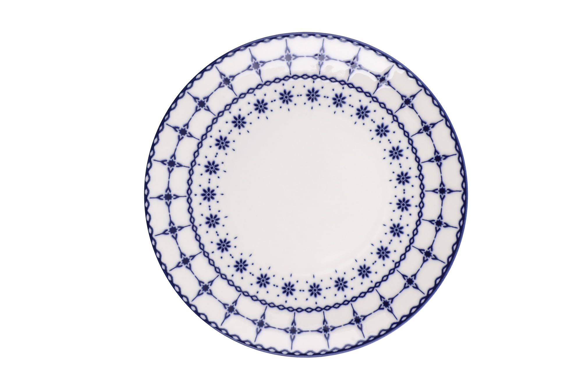 Service à Dîner Porcelaine 24 Pièces Blanc Et Bleu – Assiettes, Bols, Plat De Service - 3