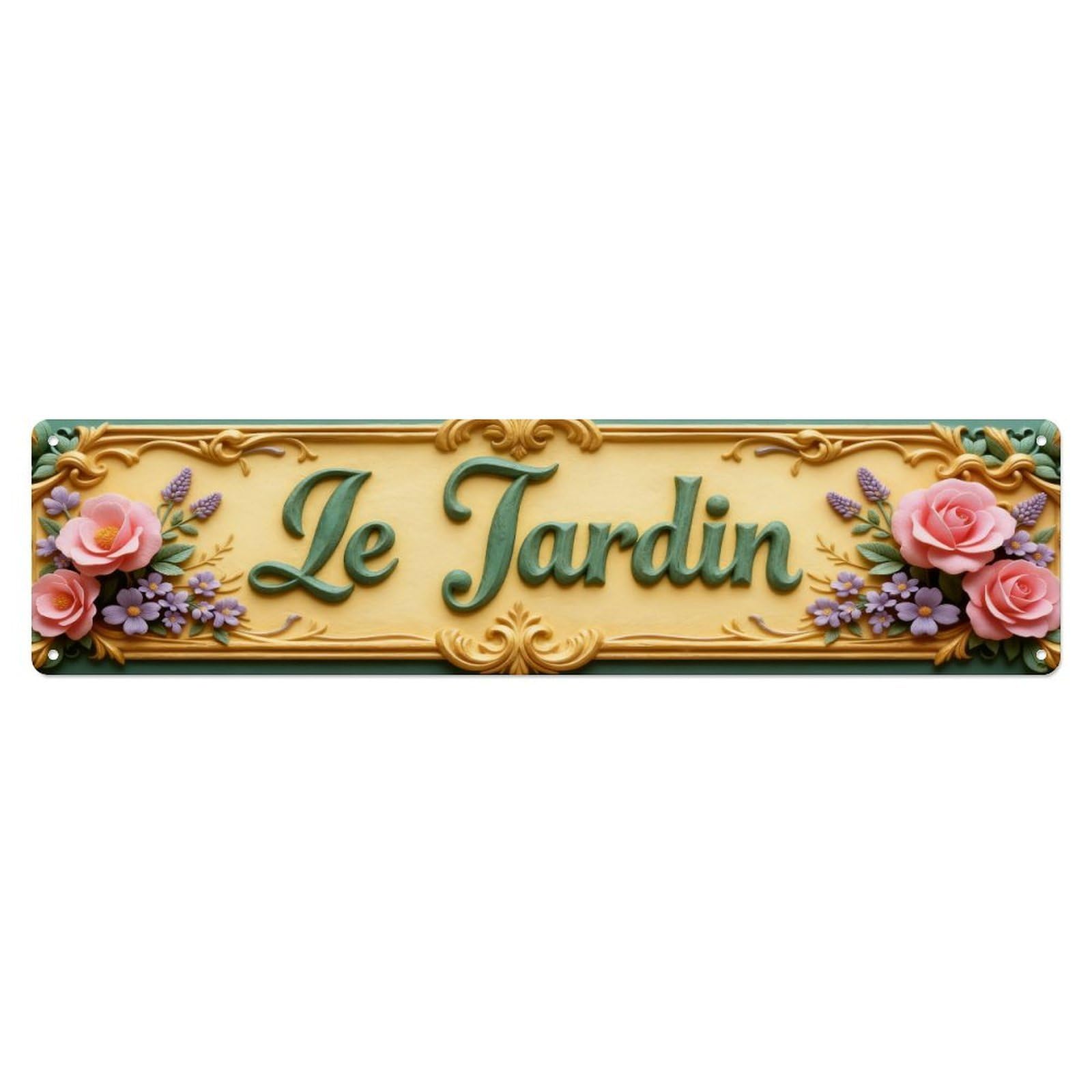 Floral Ornate Gold Sign Metal Tin Sign Plaque