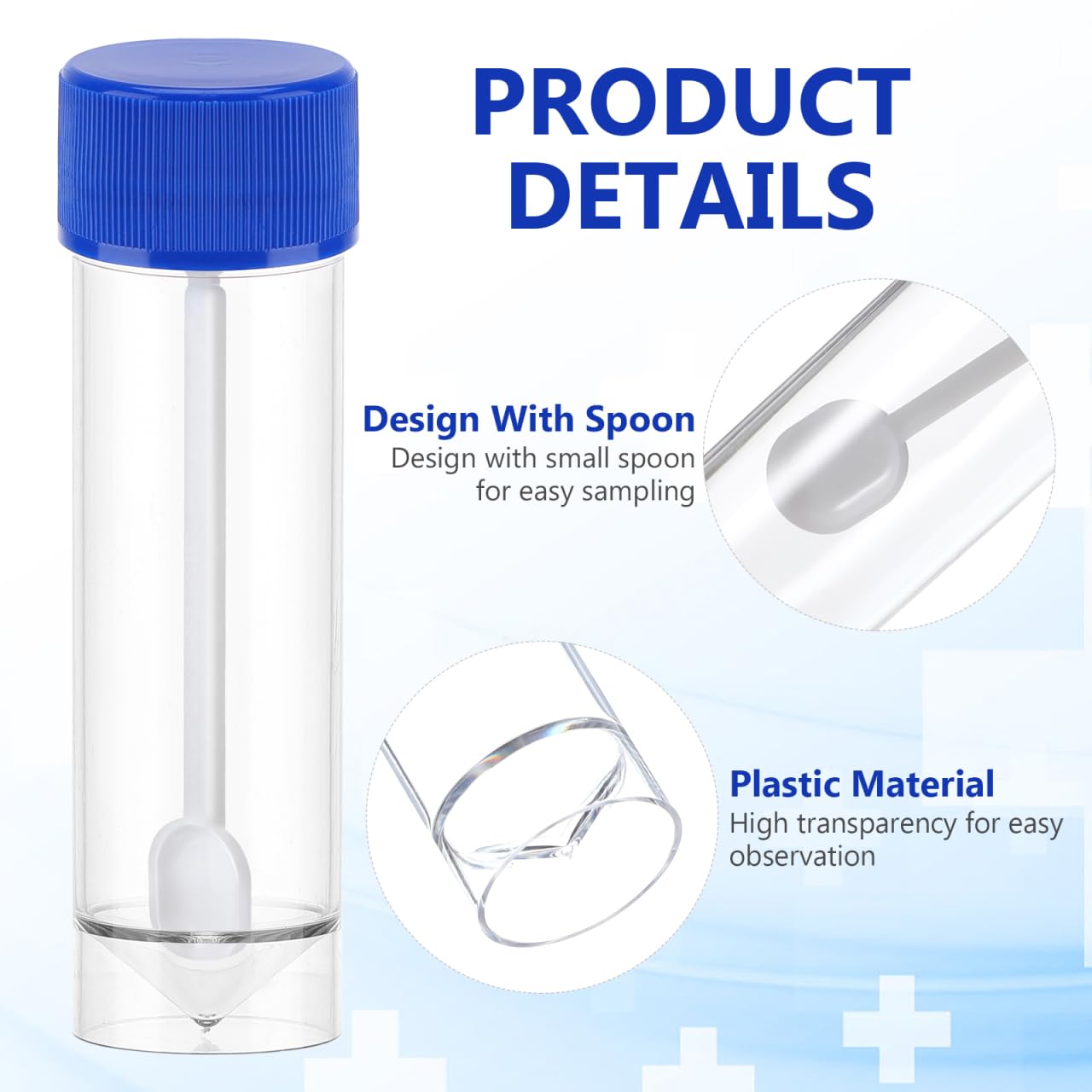 Angoily 25-30ml Stool Sample Container, 10 PCS 1 Oz Plastic Stool Cups with Spoon Lid, Vet Urine Cups Collection Kit Without Label Laboratory for Pet Dogs Puppies Chickens Horse Test Worms