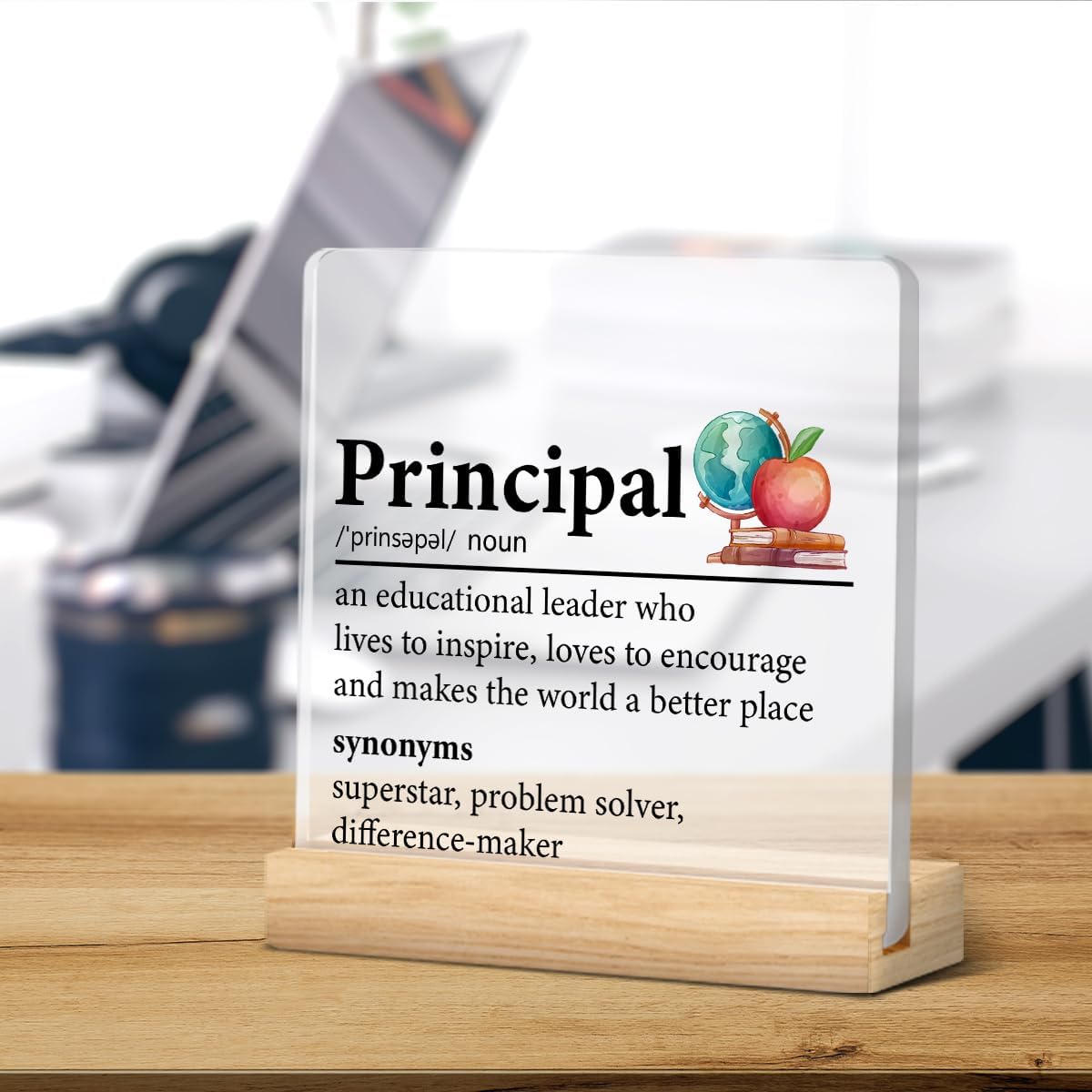 Principal Appreciation Gift for Men Women, Principal Gifts for Birthday Teacher's Day Christmas Acrylic Plaque Sign Home Office Desk Decor (4 x 4 Inches) - Image 6