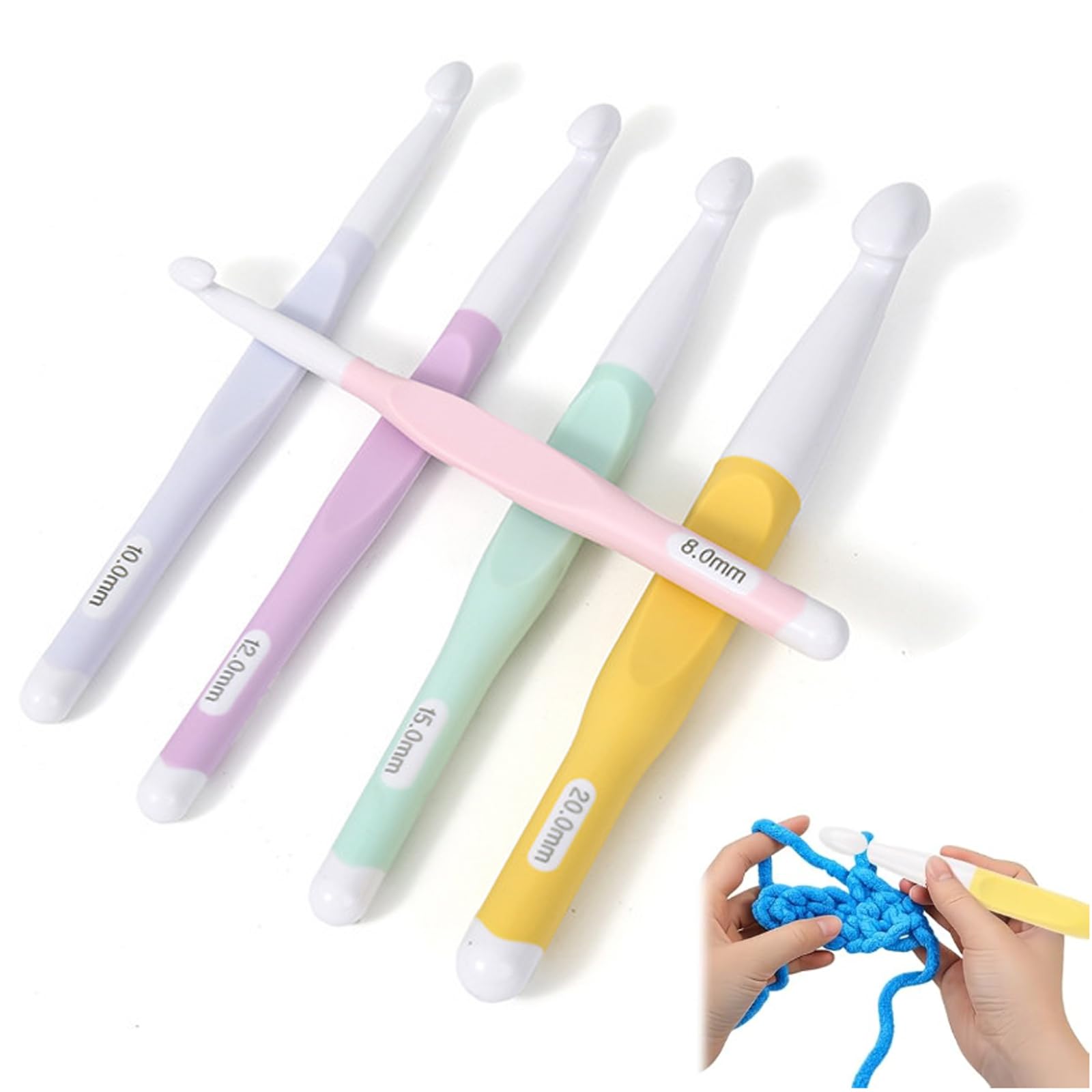 5 Pcs Large Crochet Hooks Set 8mm 10mm 12mm 15mm 20mm
