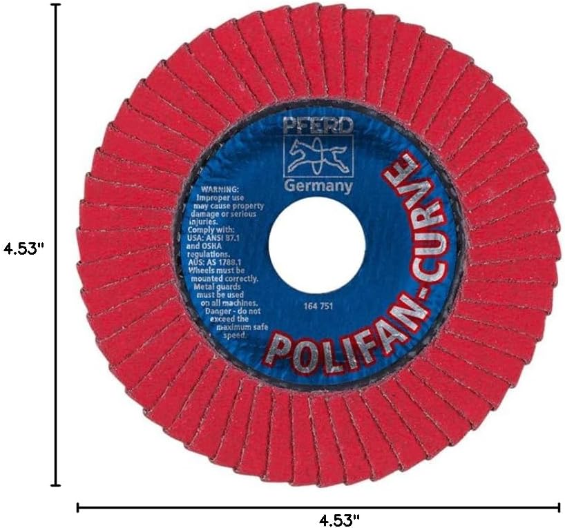 Pferd 67689036 PolifanPFR 115 CO 60 SGP-Curve M - Ceramic Grit, Multicolored - Compatible with Angle Grinder
