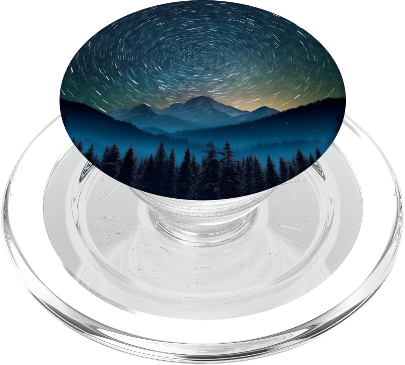Blue Galaxy Moon Sky in Mountain Forest PopSockets PopGrip for MagSafe