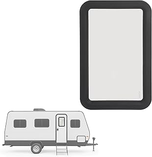 12" W x 21"H Entry Entrance Door Window Compatible with Most RV, Motorhome, Camper, Trailer Black Frame+Clear Window