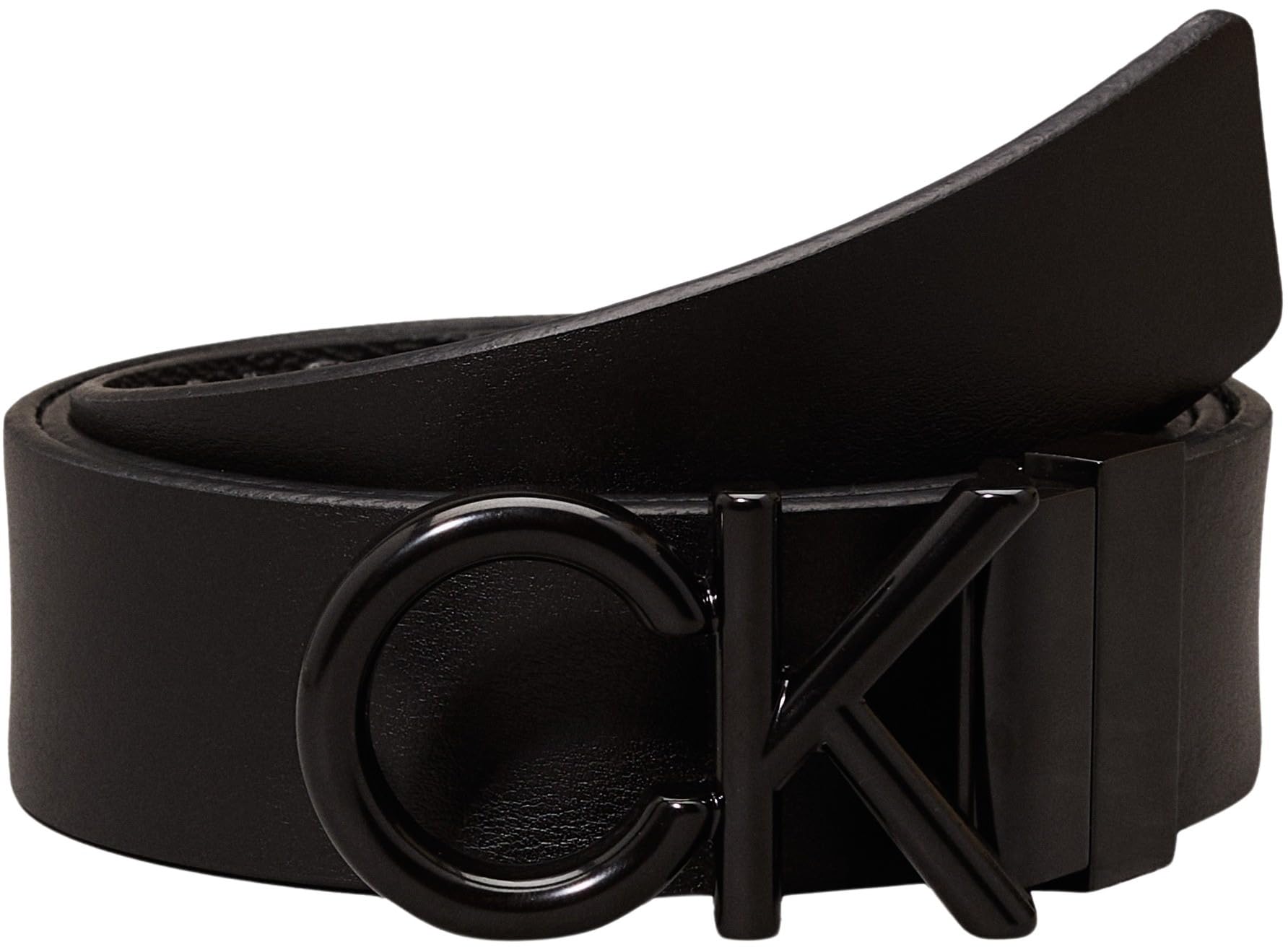 Calvin Klein Men’s Metal Mono Reversible Belt, Black (Ck Black Smooth/Classic Mono), 45,3 inches