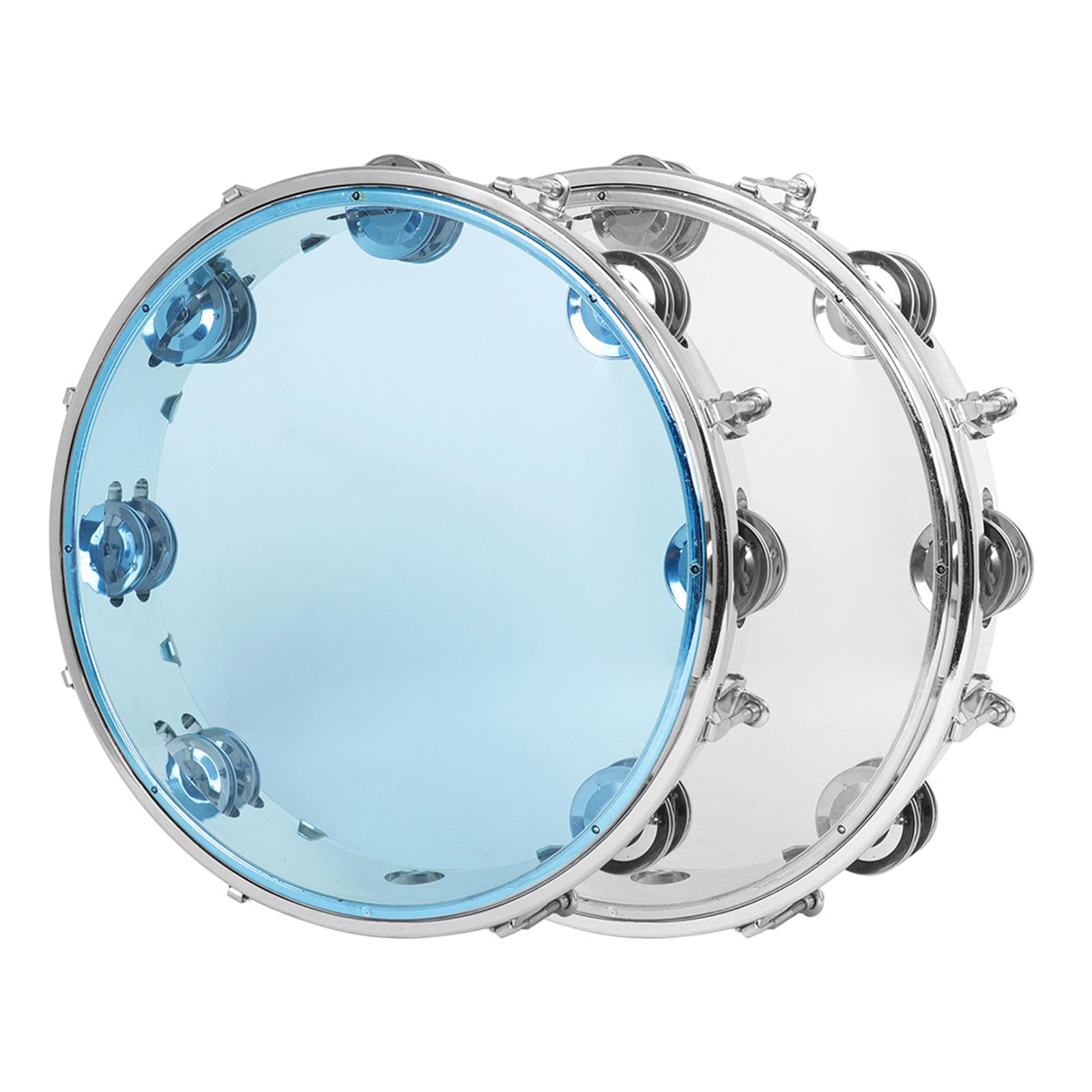 Tambourin musical rond à double rangée de 25,4 cm avec cloches en métal et poignée ergonomique