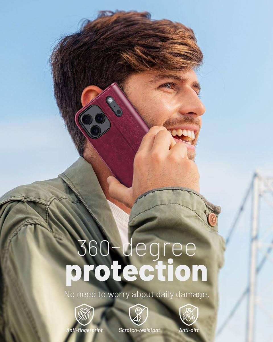 OCASE Compatible with iPhone 17 Pro Max Wallet Case, PU Leather Flip Folio Case with Card Holders RFID Blocking Kickstand [Shockproof TPU Inner Shell] Phone Cover 6.9 Inch 2025, Burgundy - Image 7