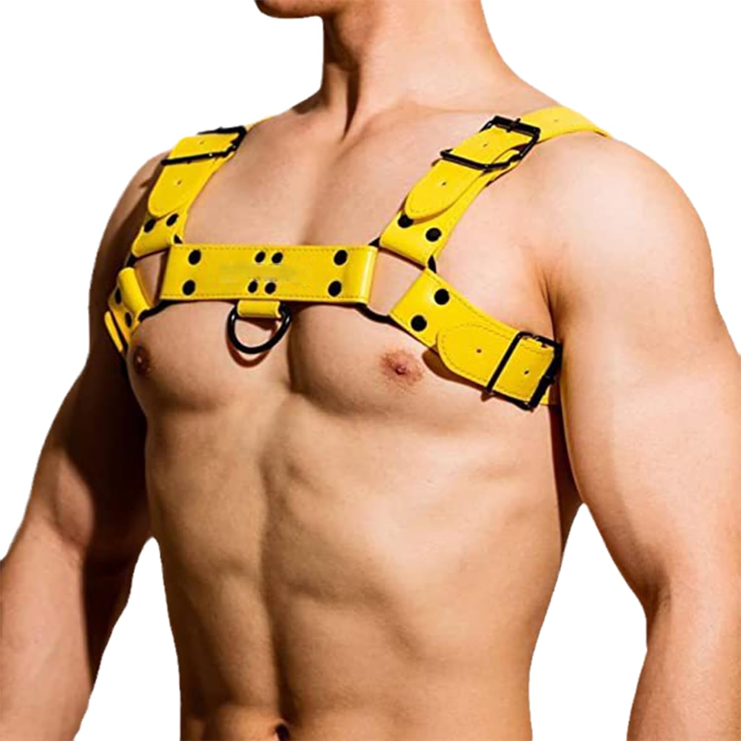 Mens Adjustable Buckle Leather Half Harness Body Chest Gay Belt Punk Shoulder Strap Muscle Suspender Vest Costume
