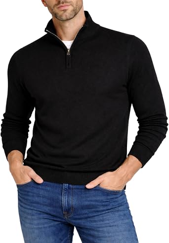 Xact Men's Quarter Zip Jumper, Cotton Rich Pullover, Regular Fit Knitwear