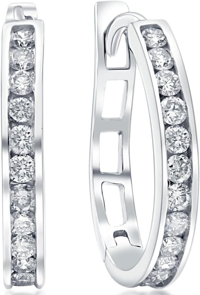 Pompeii 1/2Ct Diamond Hoops in 10k White or Yellow Gold