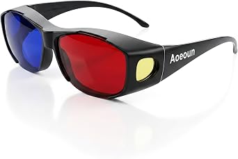 Red Blue 3D Glasses, 3D Movie Glasses for Movies at Home, 3D Viewing Glasses Universal for DVD TV Video Games, Lightweight Frame for Family Movie Night