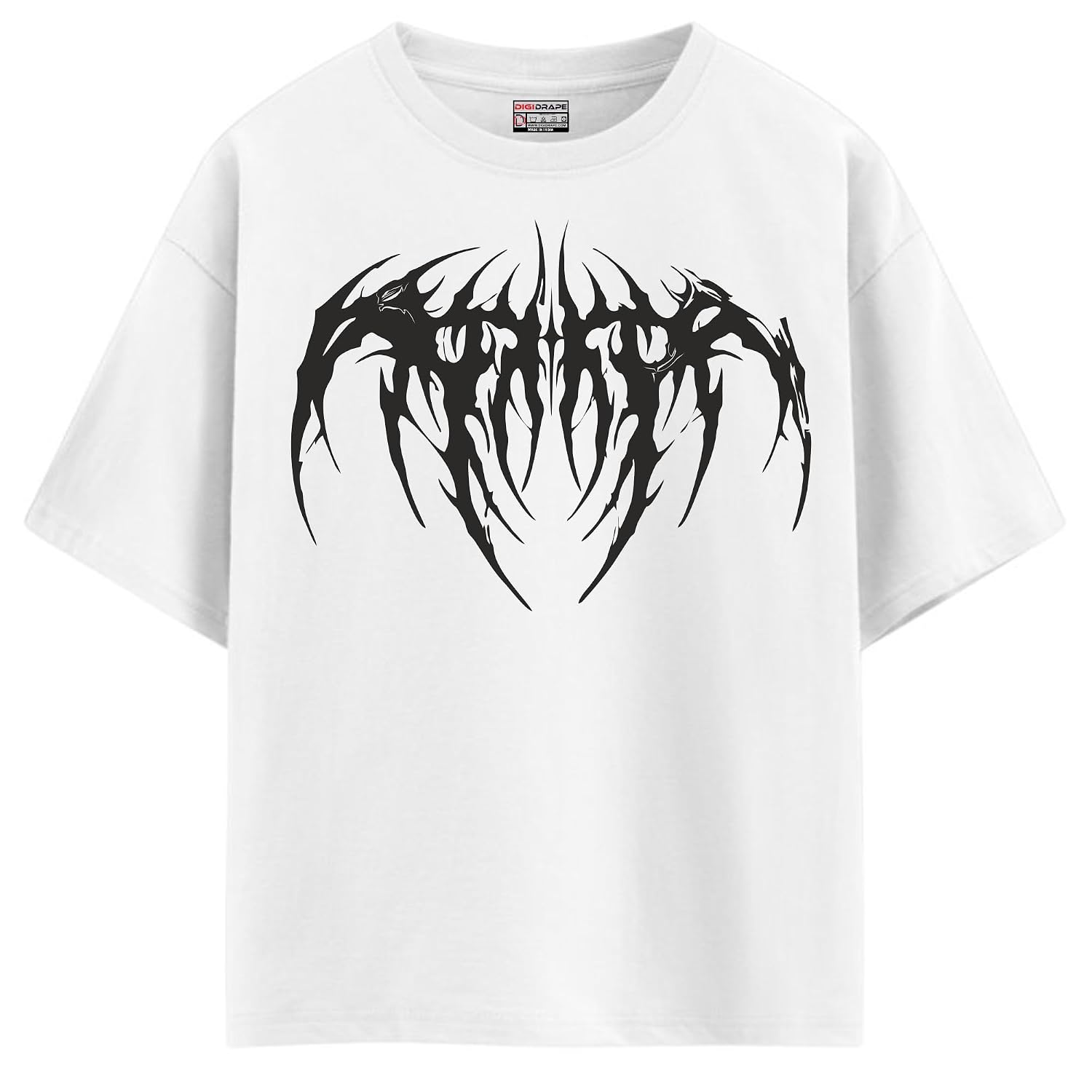 DIGI DRAPE Wing T-Shirt for Men & Boys, White with Black Graphic Print, Oversized Fit - Review, Price and Buying Guide