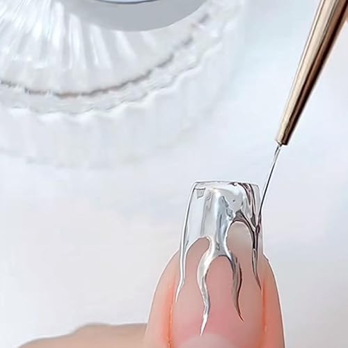 Miniatura 7 de Gel de pintura metálica, espejo reflectante de metal para arte de uñas, esmalte de uñas de gel pintado plateado, efecto espejo metálico 3D,