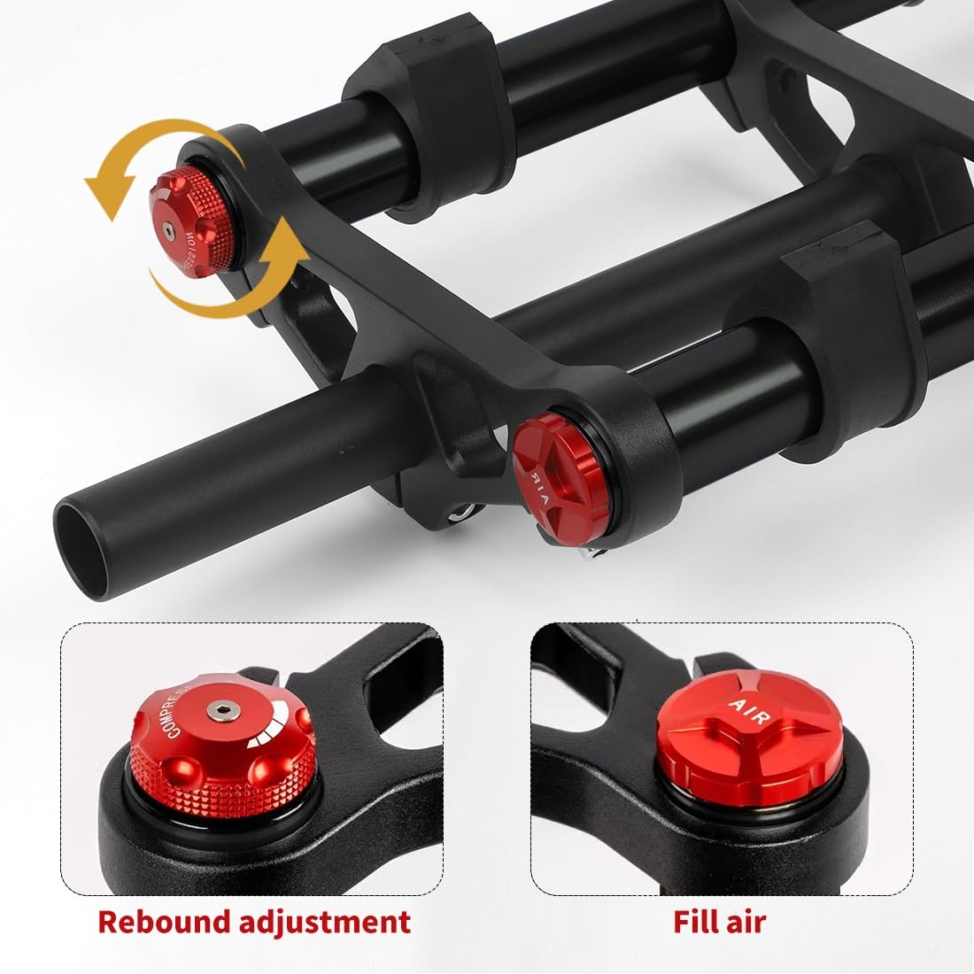 Fat Tire Forks BMX Air Suspension Fork 20x4.0 eBike Vordergabel Mountainbike Gabel Taper1-1/2 gerade 1-1/8 Zoll Scheibenbremse Reise 120 mm mit Dämpfungseinstellung QR 135 x 9 mm 2,6 kg