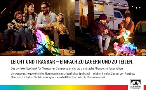 HANSA RAINBOWFLAME Feuerfarben Pulver für buntes Feuer (500g.) Trockenpulver für Flammenfärbung | Feuer Farbe für Feuerstellen, Kamin, Ofen | Feuerpulver