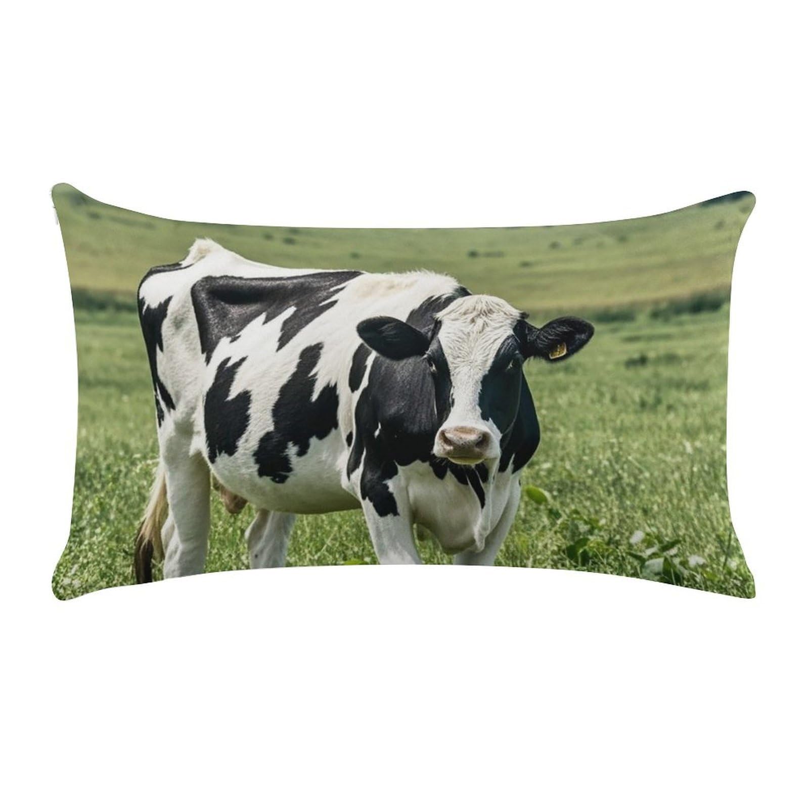 Cartoon Milk Cow Pillow Cases for Sofa, Super Soft Plush Pillow Cover with Zipper, Luxury Cozy Pillow Shams for All Seasons, Lightweight Pillowcases for Bedroom, 12" X 20"