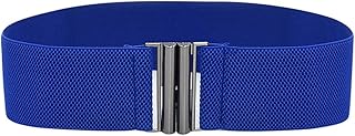 Trjgtas Cinturón de Mujer Hebilla Estiramiento Elástico Moda Ancho Ancho Señora Cinturones Vestido Cintura Cinturón Tamaño del cinturón (Color : BLU, Size : Einheitsgr��e)