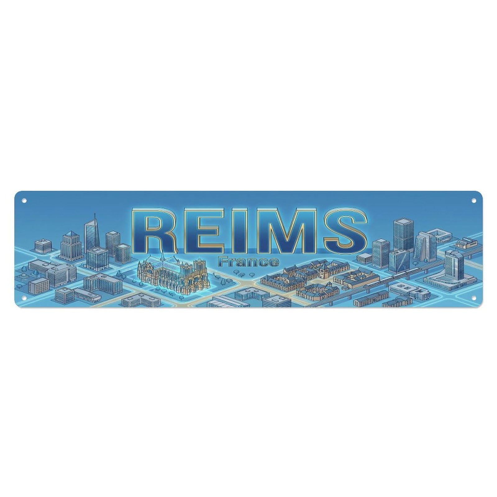 Isometric Contemporary France Reims Metal Tin Sign