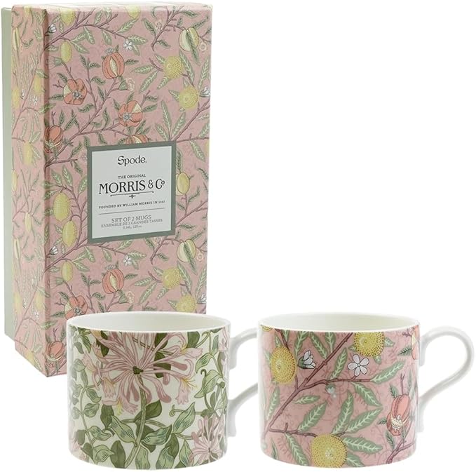 Spode William Morris Fruit/Honeysuckle Mug Pair