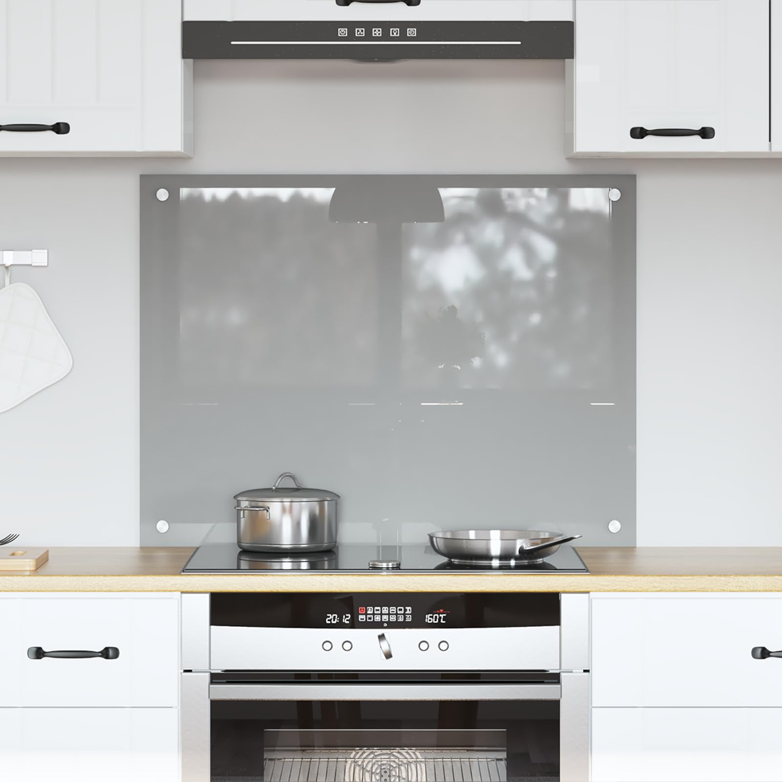 vidaXL Kitchen Backsplash Light Grey 80 x 60 cm Tempered Glass — image 1