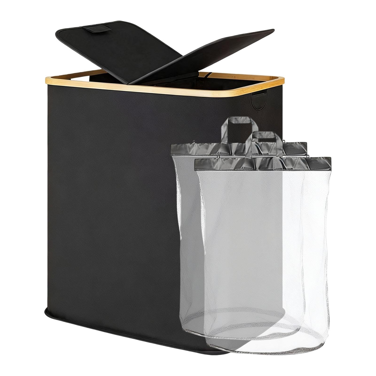 Large Laundry Basket Folding Laundry Hamper for College Laundry Room Nursery Black-image-9