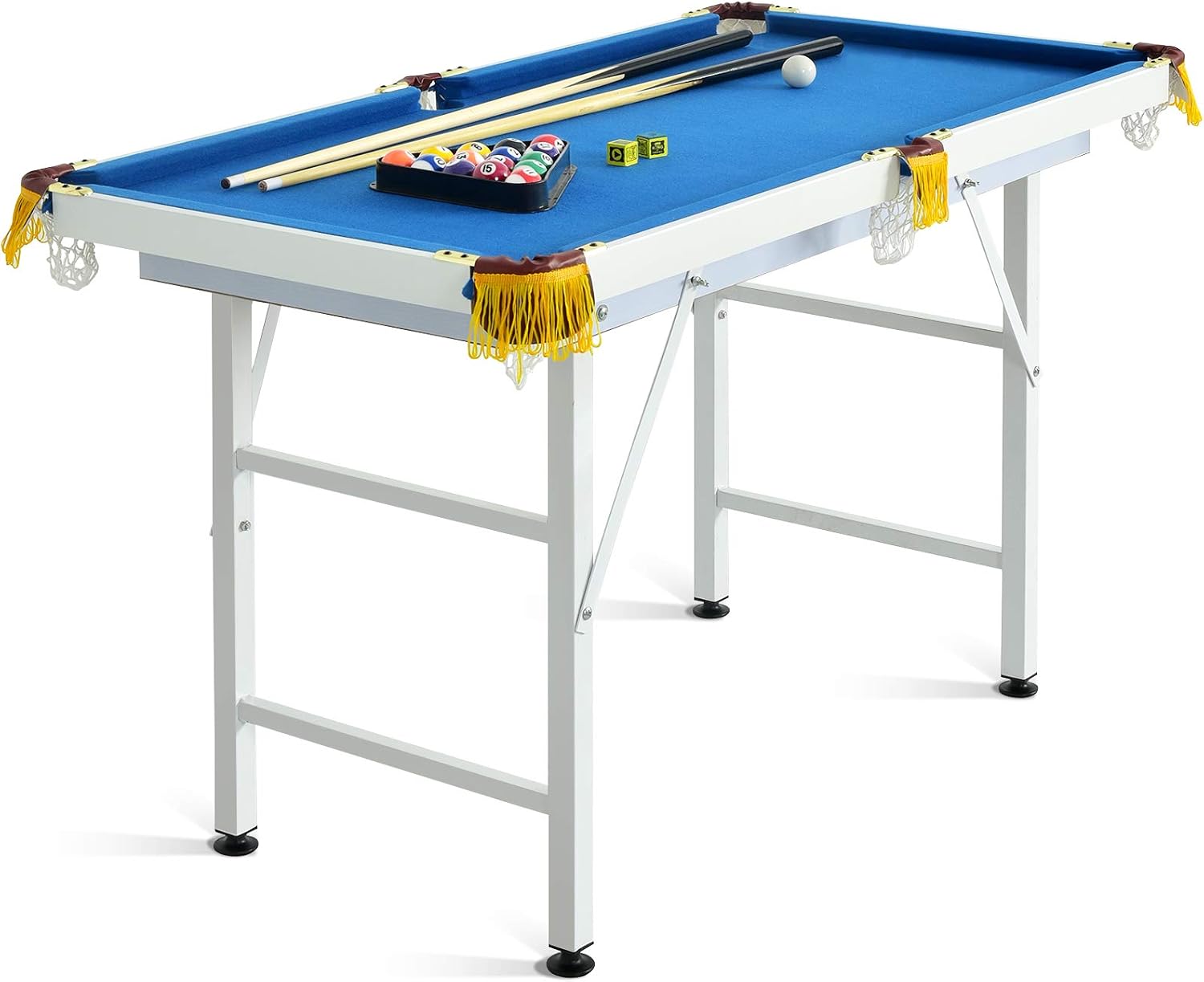 Costzon 47" Folding Billiard Table, Pool Game Table Includes Cues, Triangle, Chalk, Brush for Kids
