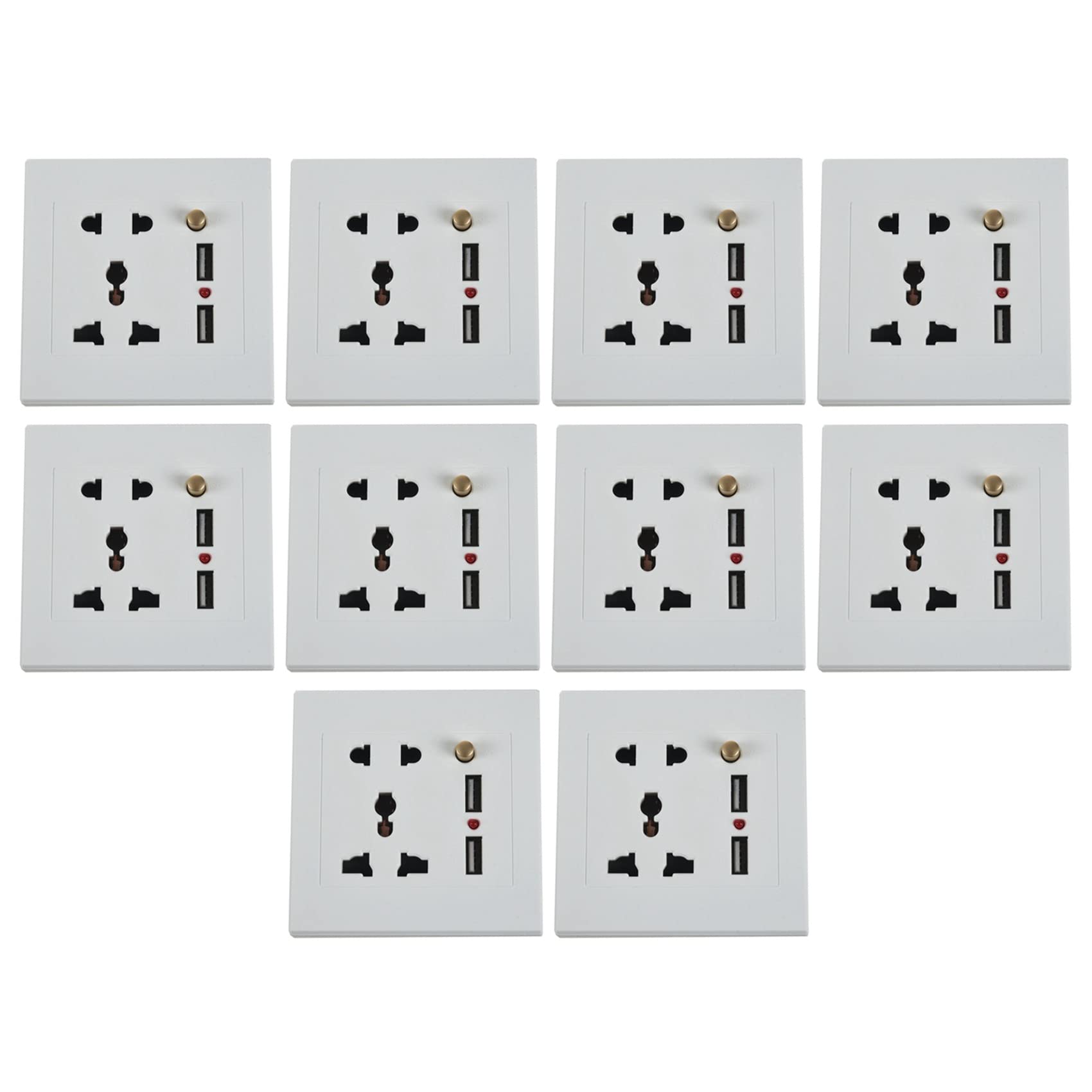 Adaptador de enchufe USB para pared y panel con interruptor para salones y dormitorios modernos 8