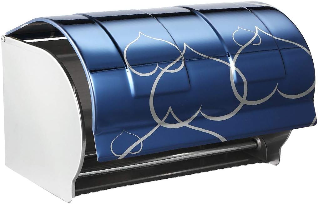 New Lon0167 200mmx120mmx120mm Stainless Steel Toilet Paper Holder w Cover Blue(200mmx120mmx120mm Edelstahl-Toilettenpapierhalter mit Abdeckung Blau