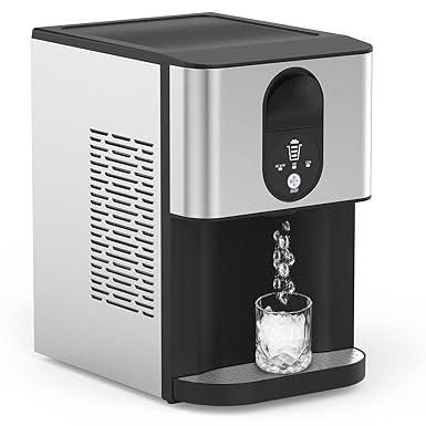 Kndko Self Dispensing Countertop Nugget Ice Maker, Nugget Ice Maker Countertop, 55lbs/24H,Pebble Ice Maker with Self-Cleaning,Crushed Ice Makers for Home Kitchen Bar Party Silver