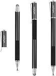 Mixoo Stylus Pen for Touchscreen, 2-in-1 Disc and Fiber Tip Sensitivity and Precision, Stylus for iPad, iPhone Tablet Phone Chromebook All Touch Screens Devices, Black