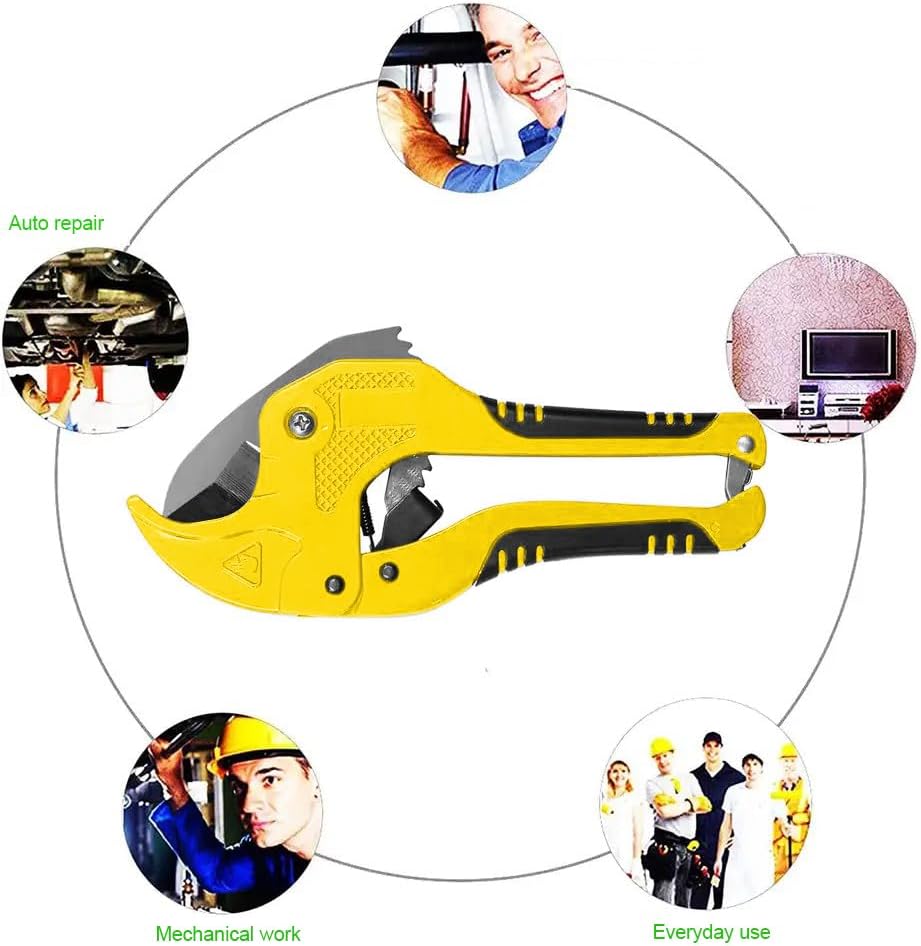 Miniatura 4 de CRAFTEC Cortador de tubos de PVC con trinquete, para cortar tubos de PVC de hasta 1-58 pulgadas y mangueras de plástico PPR, herramienta de tubería