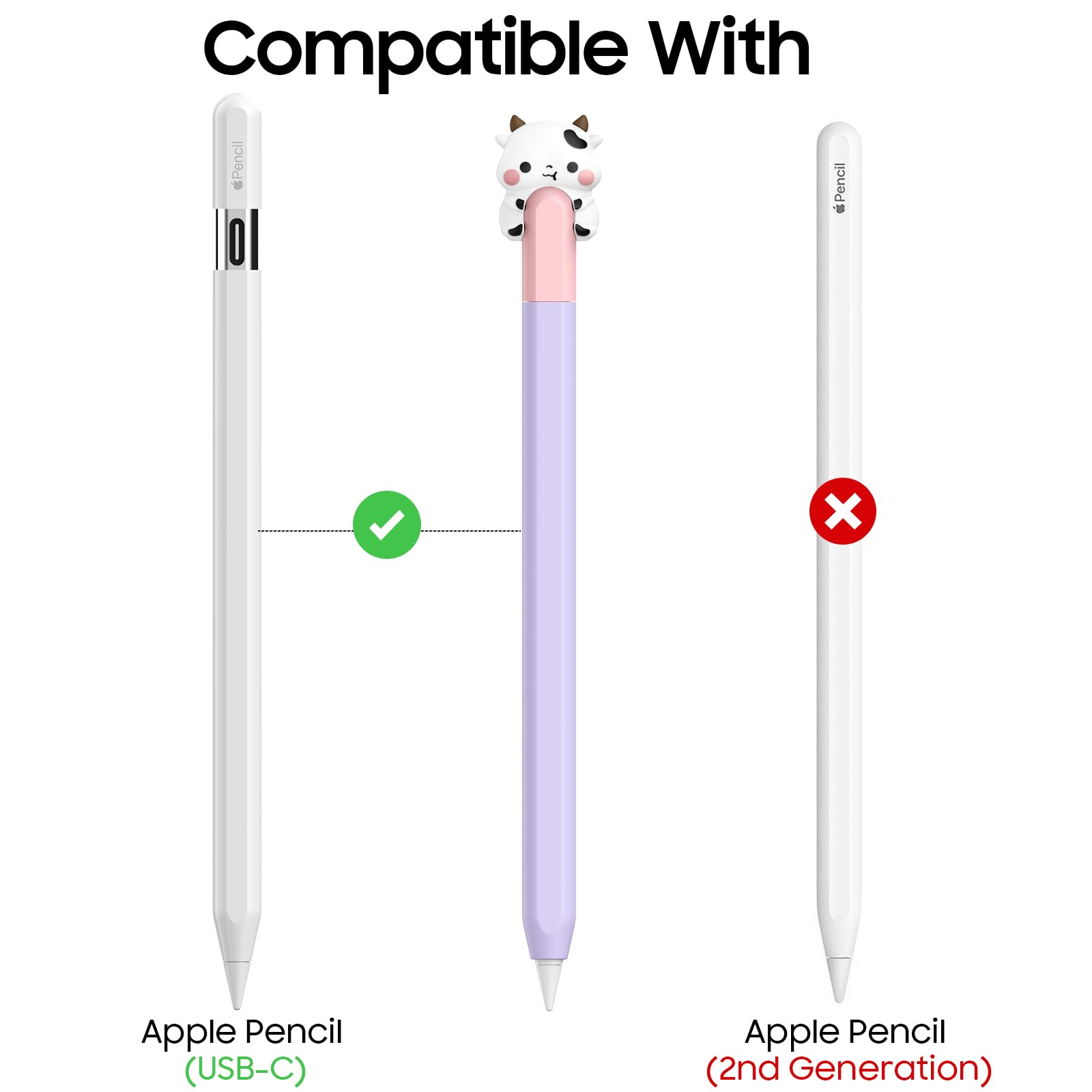 Amazon.com: NIUTRENDZ Cute Cow Silicone Case for Apple Pencil USB
