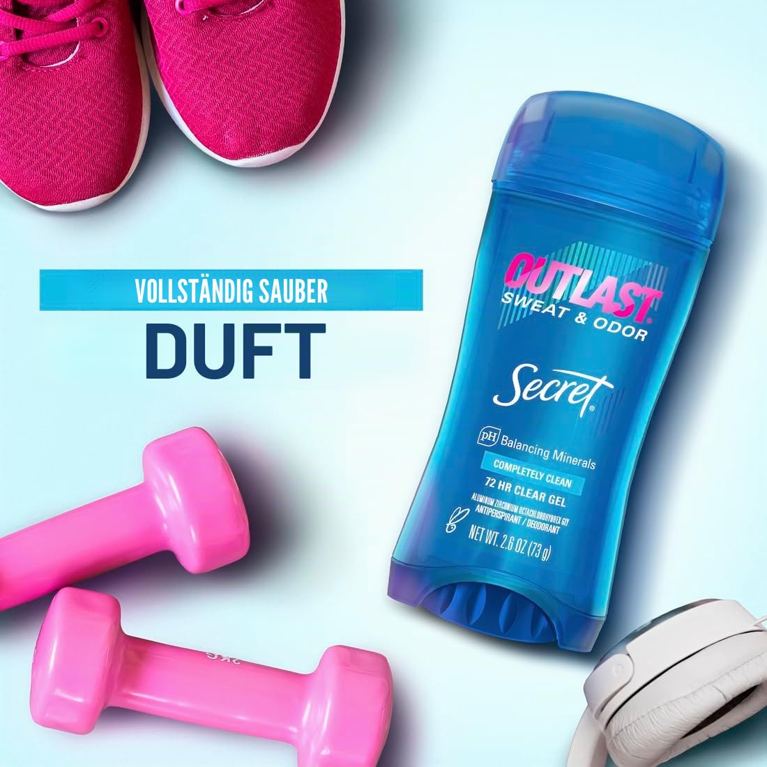 Secret Outlast Clear Gel Antiperspirant Deodorant for Women, Completely Clean, 2.6 oz (Pack of 4)