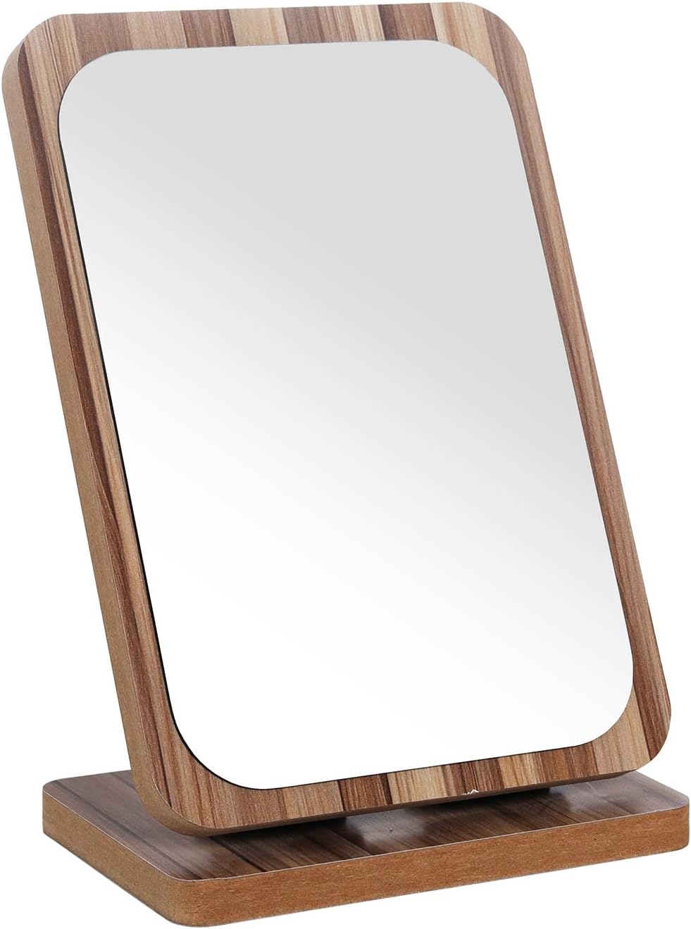 LONGSHENG - SINCE 2001 - Rectangle Table Mirror Standing Wood Framed Mirror Desktop Mirror 90 Degree Rotating Mirror for Makeup Cosmetic (Vertical Rectangle)