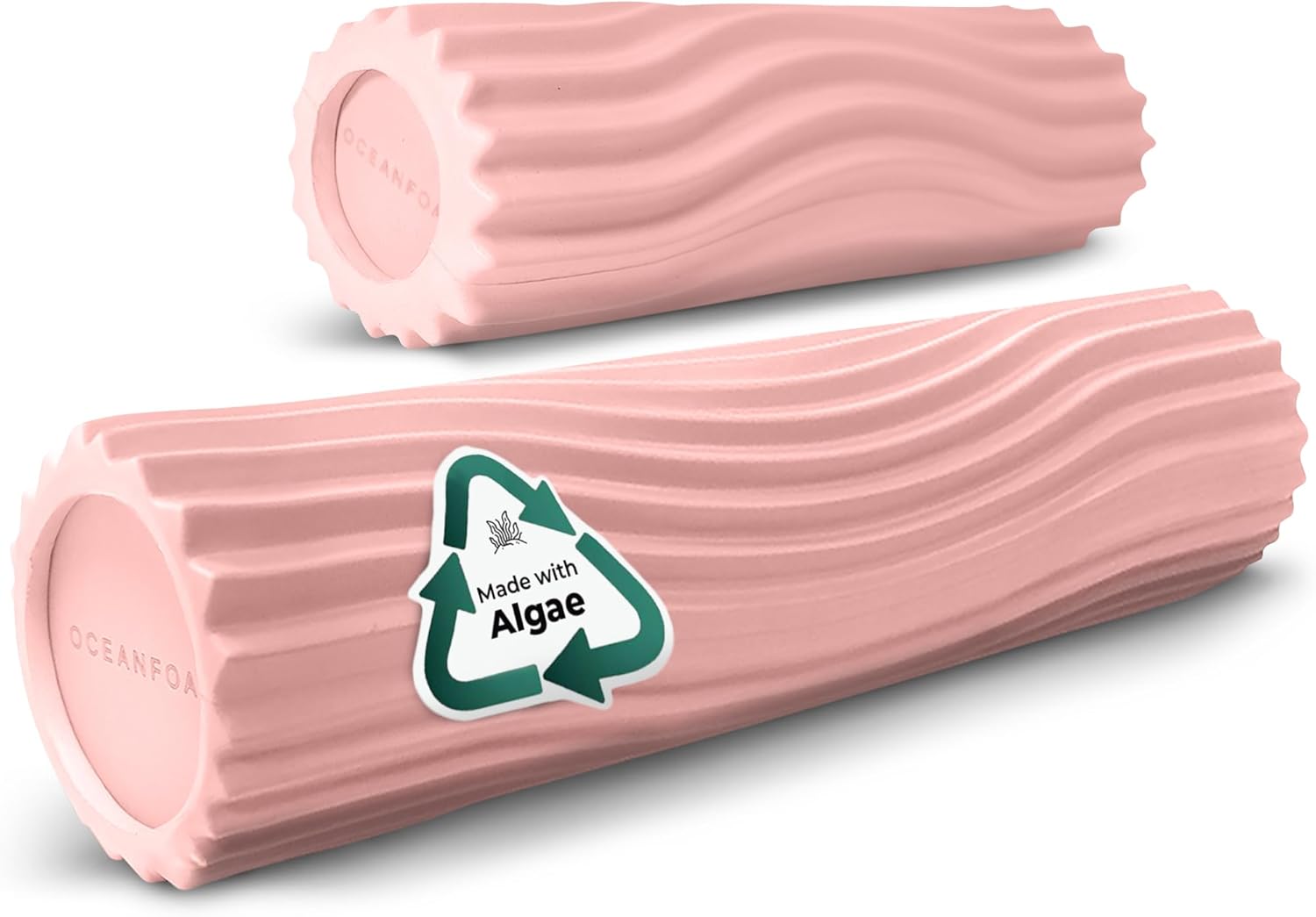 Oceanfoam Ultimate Muscle Relief Kit - Full & Travel Size Foam Rollers for Back Pain, Stretching, and Mobility (Blush)