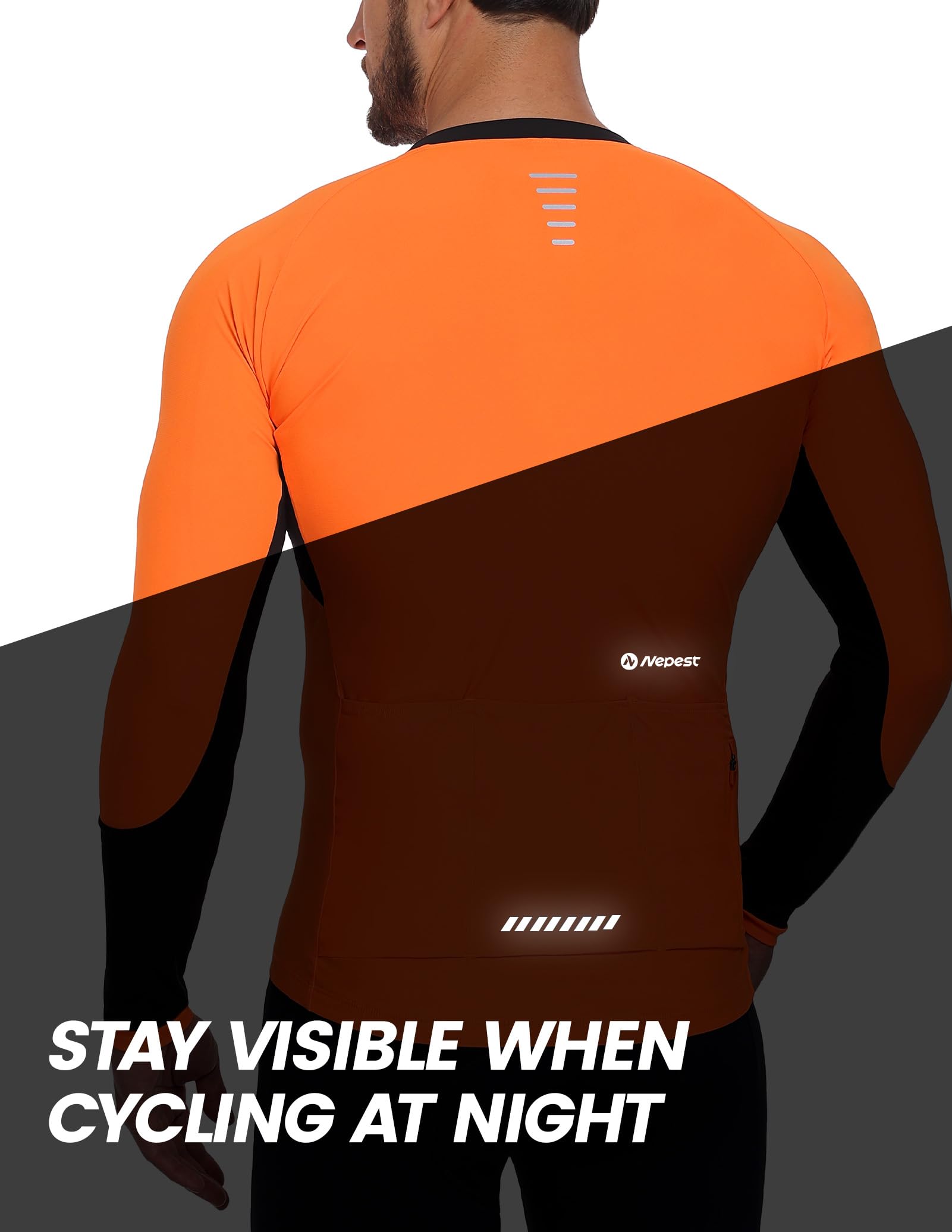 Nepest - Camiseta de ciclismo para hombre, larga duración, transpirable, cómoda, secado rápido, bicicleta apta para bicicleta de montaña y carretera