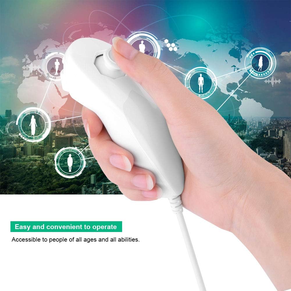 Nunchuk Nunchuck Controller Remote Video Game Handle Gamepad Curved for Nintendo Wii(White)