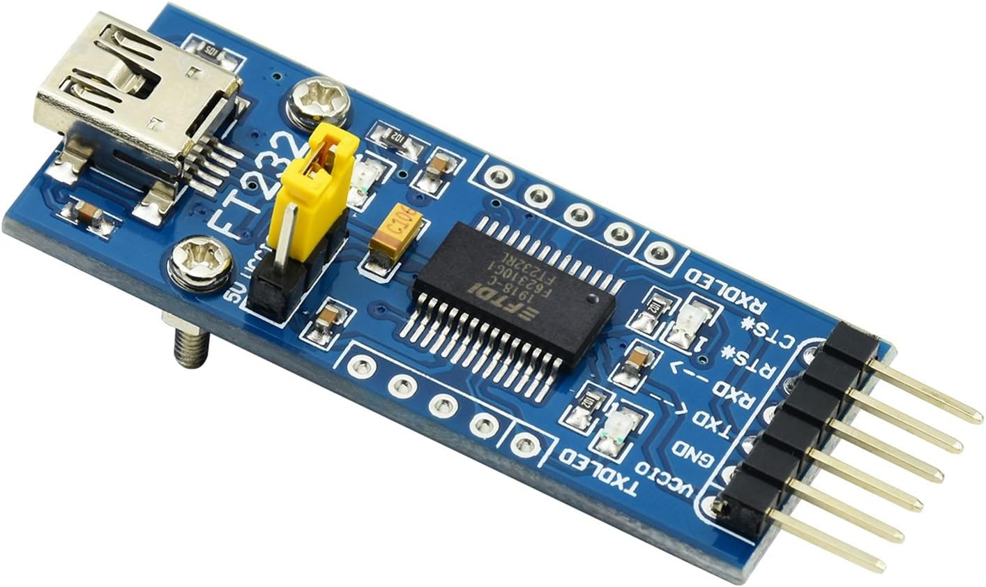 FT232 USB UART Board (Mini), USB to TTL Serial Converter Adapter Module Onboard Original FT232RL, Compatible with Mac Linux Android Wince Windows 7/8/8.1/10/11, 5V/3.3V UART (TTL)