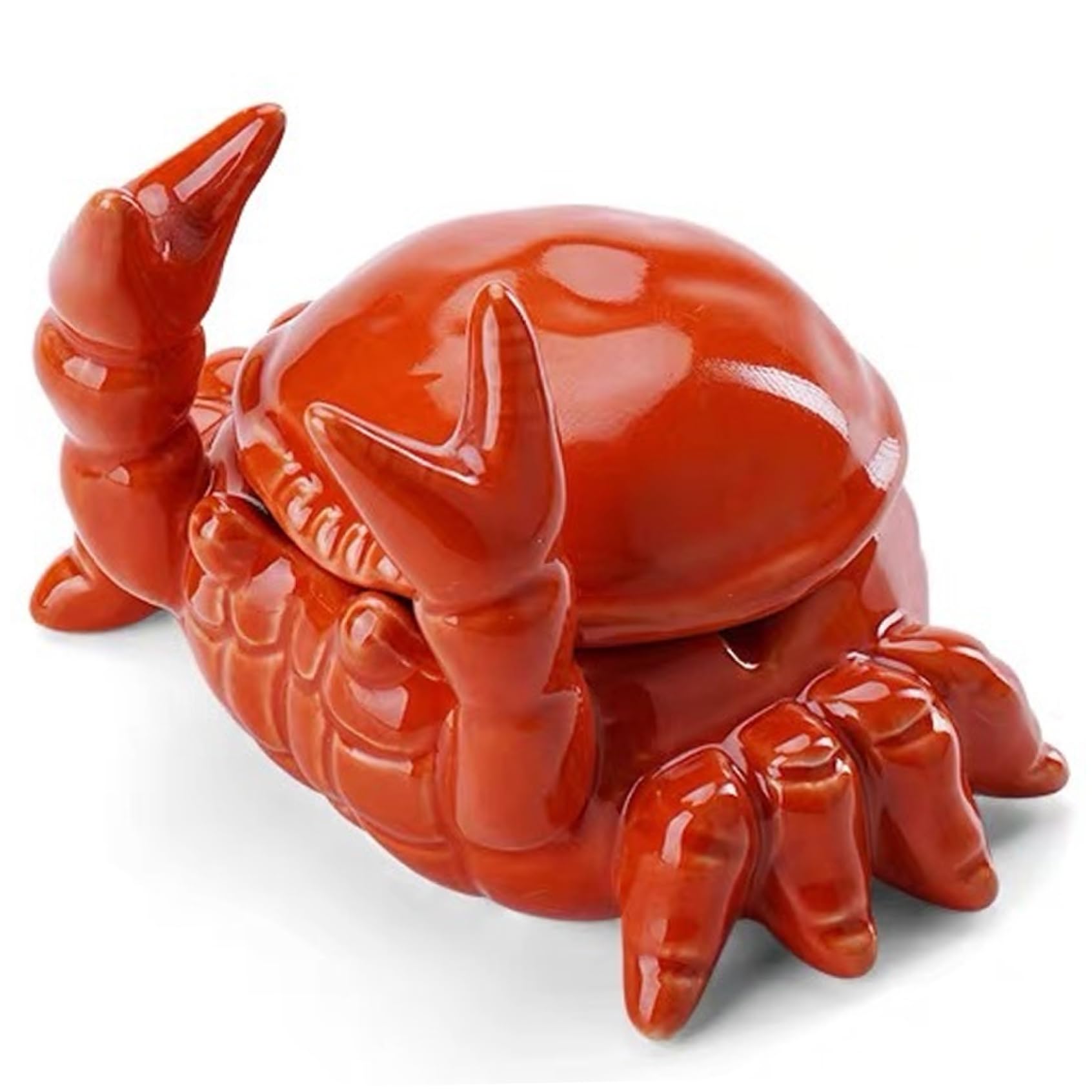 CAKEEYUM Crab Ashtray, 4.5x3.1x3.2 Inch Anti-Fly Ashes Ceramic Ashtray with Lid, Easy to Use with Lid, For Living Room Home Decoration Art Gift Supplies with Crab Ce