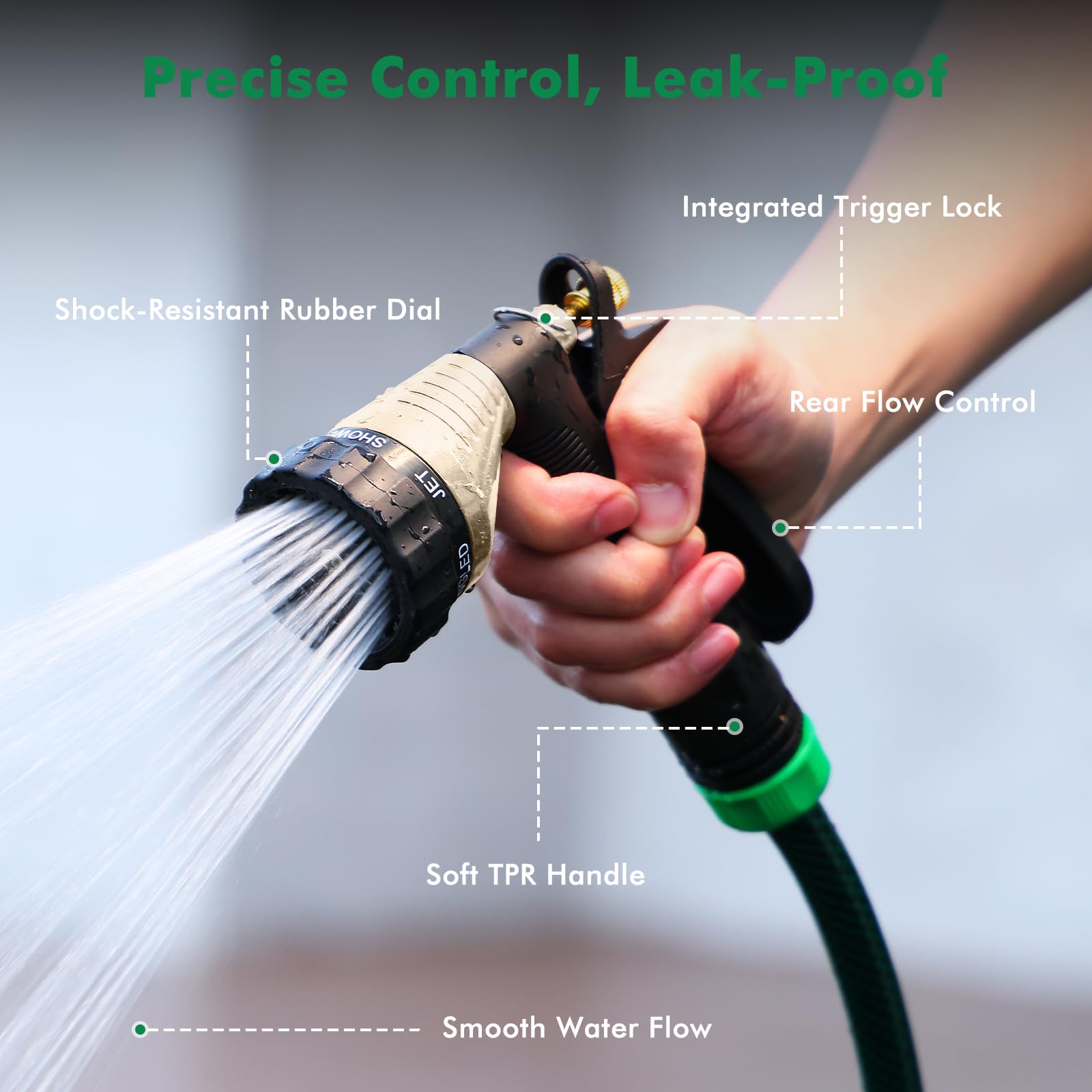 RESTMO Hose Pipe Spray Gun, Heavy Duty Metal Garden Hose Spray Gun, Black + Silver, 6 x 11 x 5 cm - Image 2