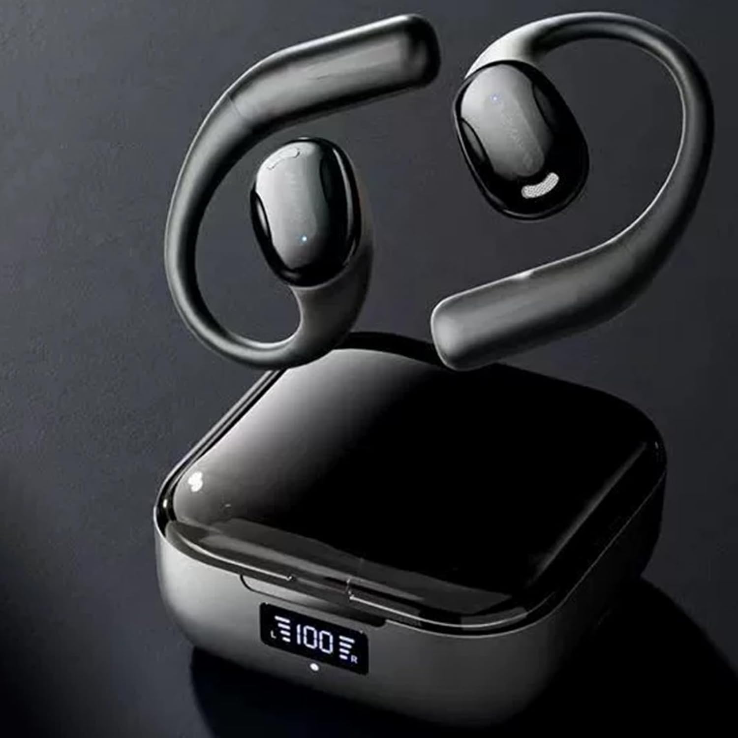 Wireless Earbuds with Earhooks Bluetooth 5.4 Headphones in Ear Earphones Light-Weight Earbud with Charging Case Sport Headset,60-Hour Playtime, Built-in Mic for Phone Sports,Black