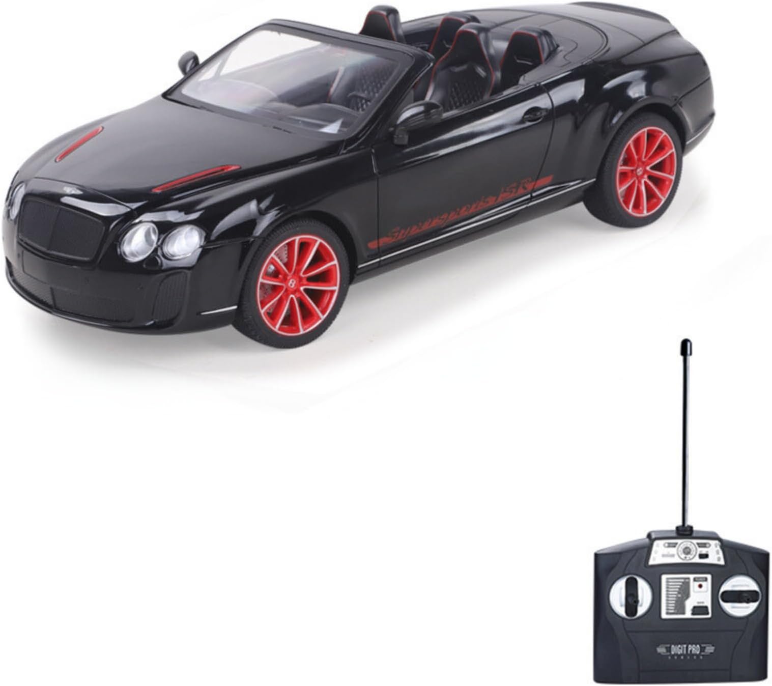 Vinie Remote Control Car for Boys, RC Cars Bentley GT Supersport (Ragtop), 1:14 Scale Officially Licensed Kids Toys, Drift Car with Led Lights, 4 5 6 7 8 9 10 11 12 Year Old Boy Birthday Gift (Black)
