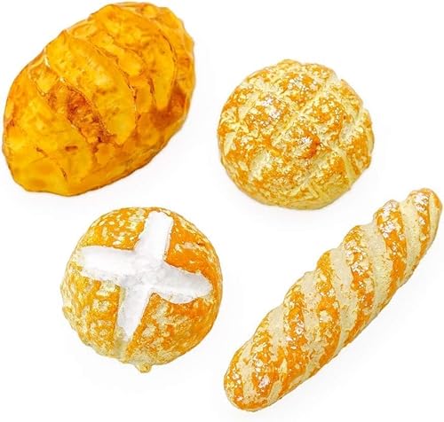 4Pcs 1/12 Miniature Bread Dollhouse Decoration Accessories Resin Mix Bakery Bread Mini House Decoration Accessories Lightweight Dollhouse Decor