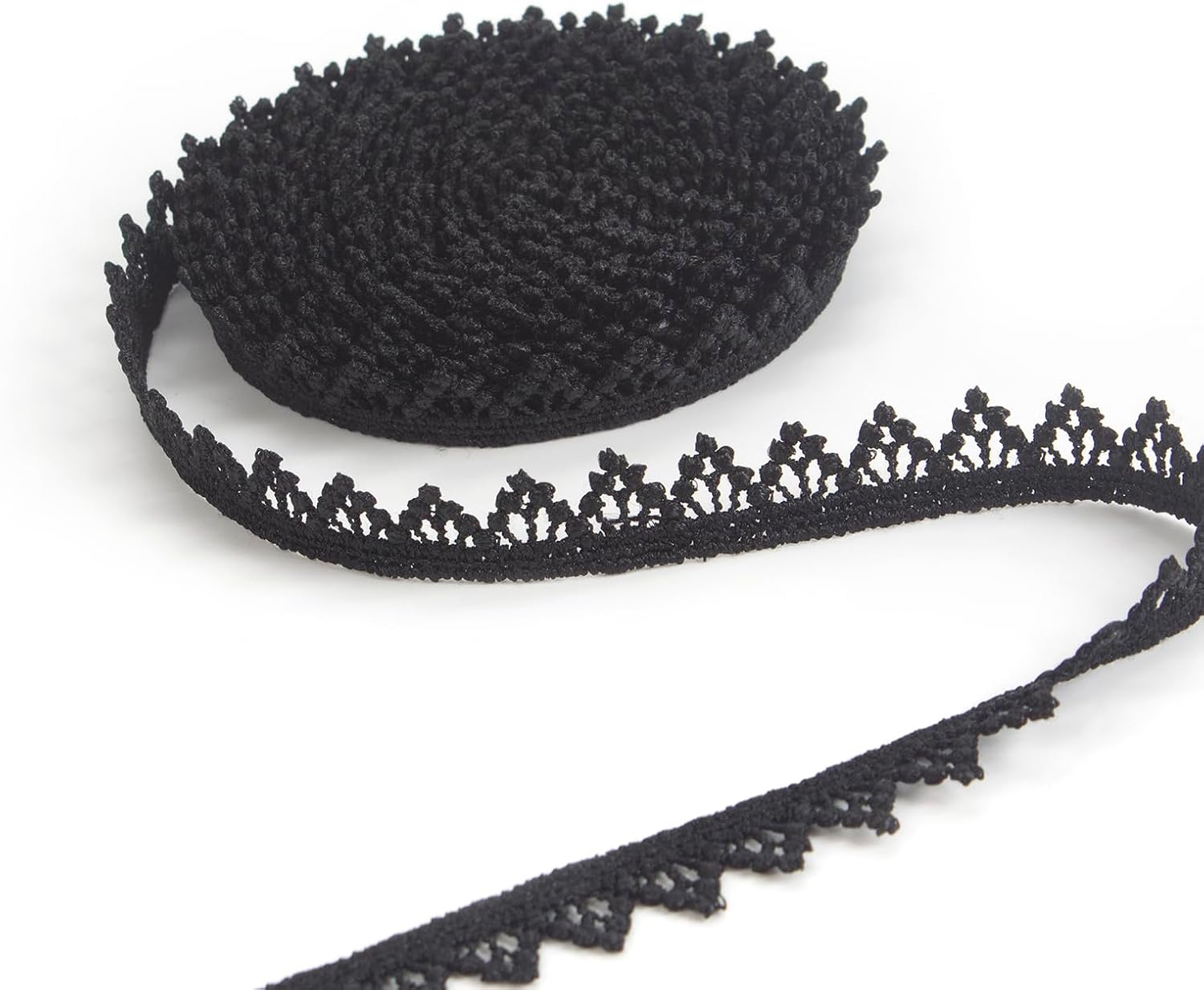 5 Yards Lace Fabric Trim for Sewing Black 0.5 inch Edge Ribbon (Black #01)